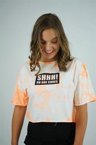 La Pèra Oranje Tie-Dye T-shirt met tekst 95% Katoen Dames - Maat L