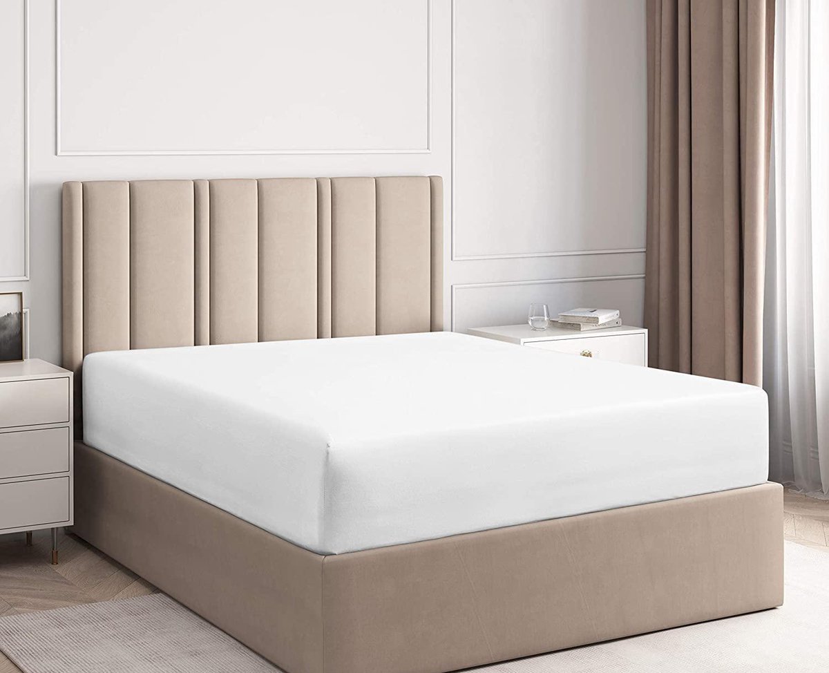 Lubna Home Hoeslaken Tweepersons 160x200+30 cm met elastiek rondom 100% Katoen Jersey, WIT