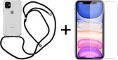 iParadise iPhone 12 Mini hoesje met koord transparant shock proof case - 1x iPhone 12 Mini screenprotector