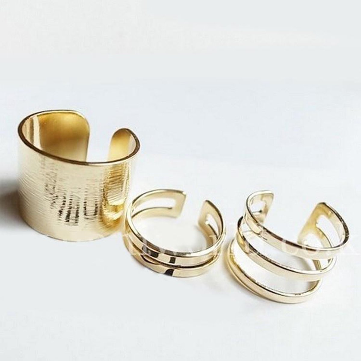 Set van drie gouden ringen -  Jobo by JET - Goudkleurig - Dames ring - one size - Jobo by JET