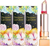 GLAMFOX Rose Flower Lip Glow Lipstick - 24 Karaat Goudkorrels Lippenstift met 100% Echte Roos Bloem - Lip Plumper - Lipverzorging - 3 Stuks