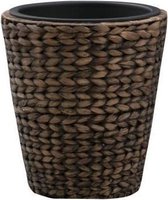 Rond geweven waterhyacint bloempot - 28 x 28 x 30 cm - Donker naturel bruin