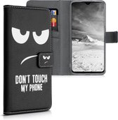 kwmobile telefoonhoesje voor Xiaomi Redmi 9T - Hoesje met pasjeshouder in wit / zwart - Don't Touch My Phone design