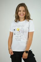 La Pèra Wit Smiley T-Shirt 100% Katoen Dames - Maat S