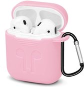 Silicone case geschikt voor Apple Airpods 1&2 - met keychain - roze