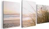 Artaza Canvas Schilderij Drieluik Strand En Duinen Tijdens Zonsondergang - 120x60 - Foto Op Canvas - Canvas Print
