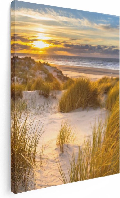 Artaza - Peinture sur toile - Plage et dunes au coucher du soleil - 30 x 40 - Klein - Photo sur toile - Impression sur toile
