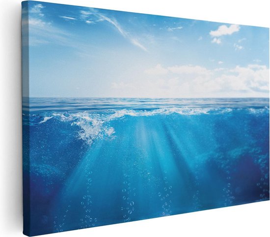 Artaza Canvas Schilderij Helder Blauwe Zee Onder Water - 120x80 - Groot - Foto Op Canvas - Wanddecoratie Woonkamer