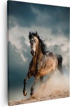 Artaza Canvas Schilderij Wilde Paard In Het Zand  - 80x100 - Groot - Foto Op Canvas - Canvas Print