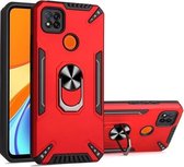 Voor Xiaomi Redmi 9C PC + TPU-beschermhoes met 360 graden draaibare ringhouder (rood)