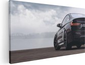 Artaza Canvas Schilderij Zwarte Sportwagen Auto Van Achter - 100x50 - Groot - Foto Op Canvas - Canvas Print