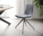 Set-van-4-gestoffeerde-stoel Novi-Adesso grijs fluweel kruisframe