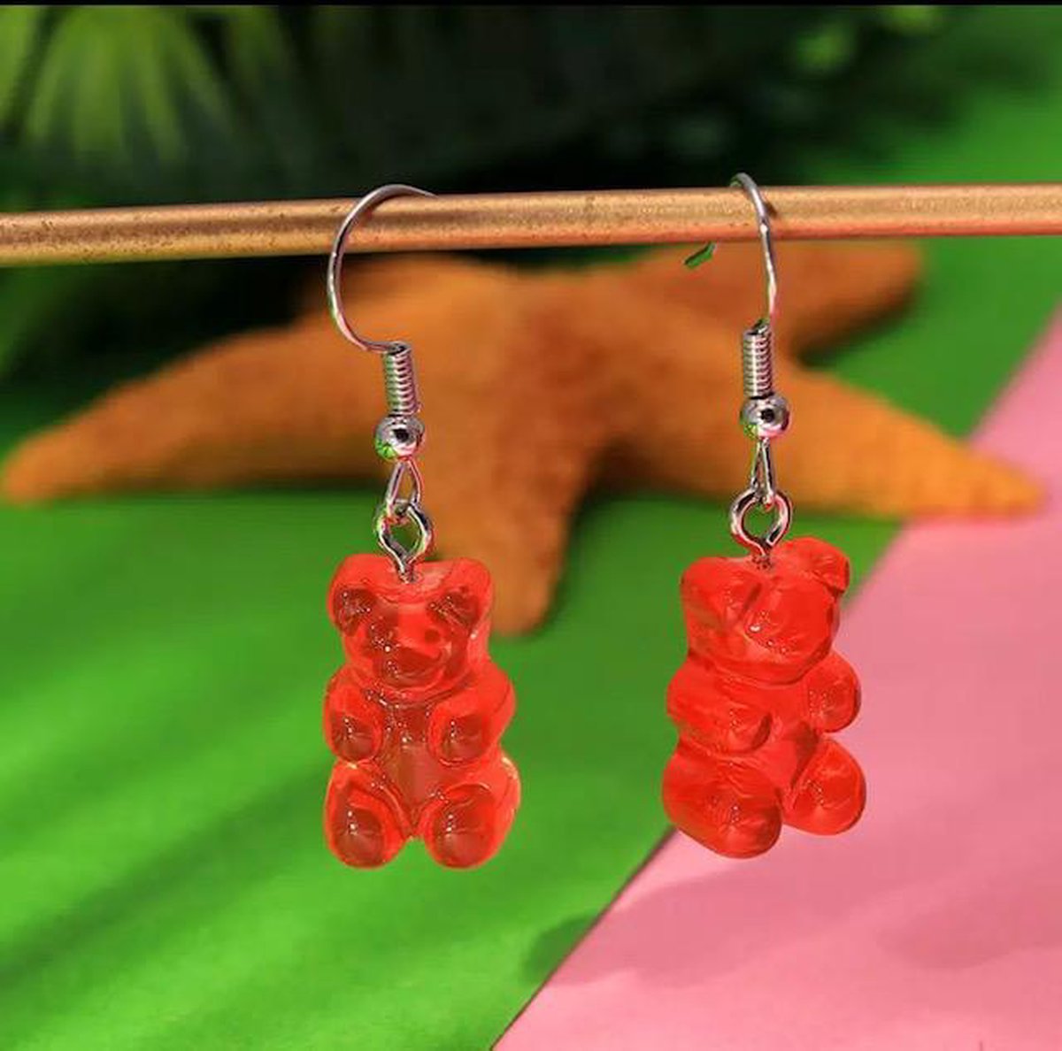 Hele mooie gummy beertjes oorbellen | Deze Zilveren oorbellen is groen en ook heel cute