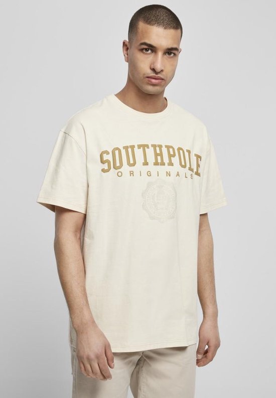 Southpole - College Script Heren T-shirt - XL - Creme