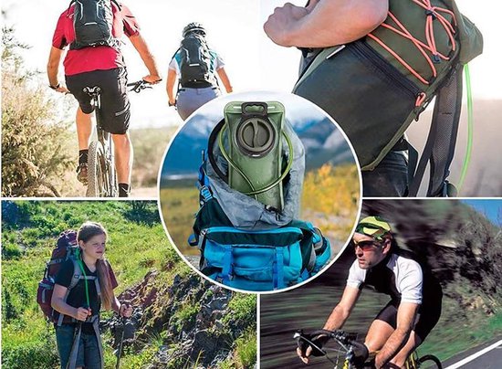 FEDEC Rugzak Waterzak - Backpack - Met slangetje - BPA Vrij - 2 Liter - Groen van FEDEC — afbeelding 4