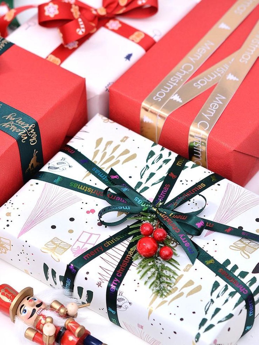 Ruban De Satin De Noël Rouge - Largeur 10,2 Cm, Longueur 20 M - Pour Emballage Cadeaux, Décorations, DIY