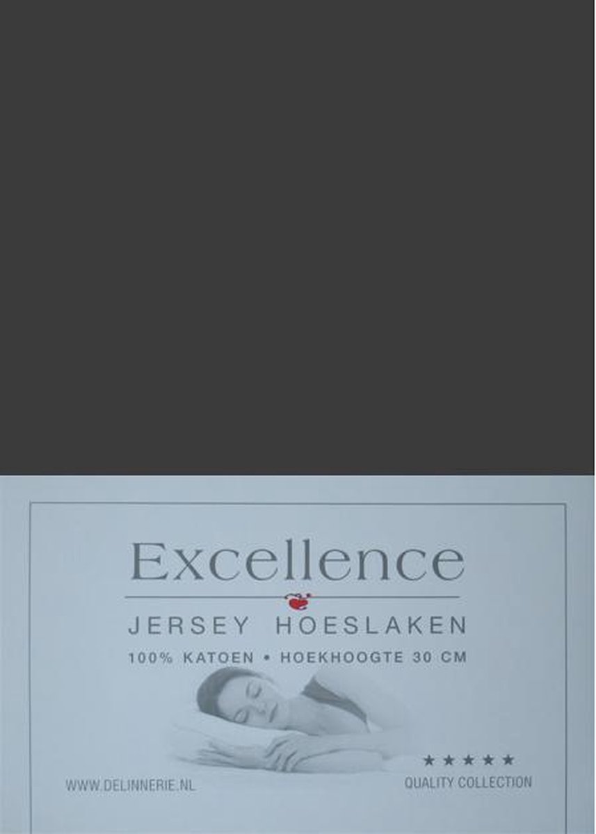 Excellence Jersey Hoeslaken - Eenpersoons - 80/90x200/210 cm - Anthracite