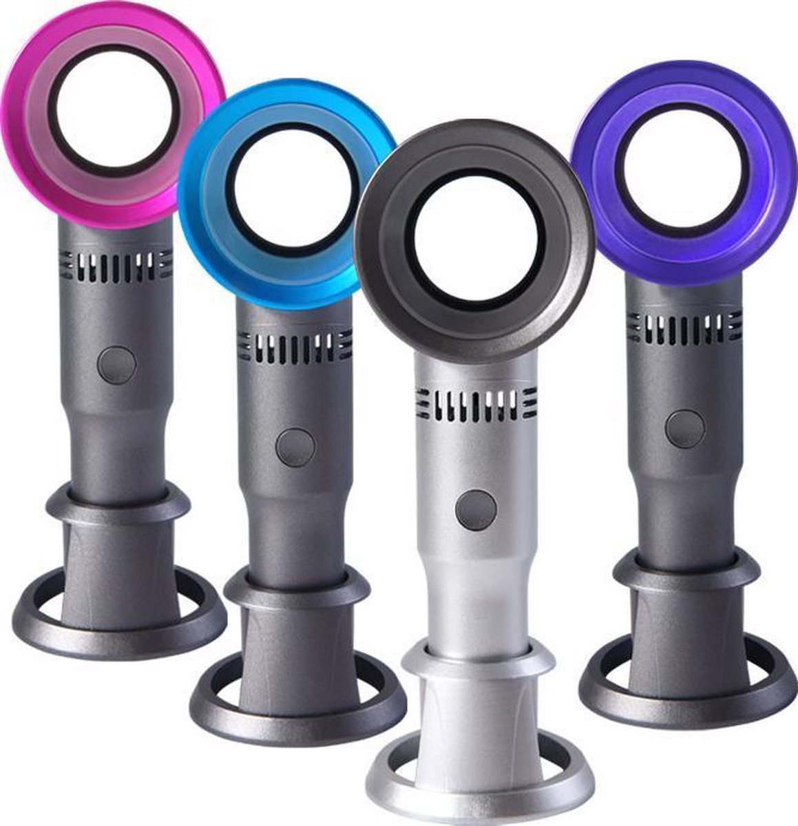 TDR-Mini bladloze Ventilator- 3 Snelheden-USB Ventilator Oplaadbaar - Draagbare - Met Tafel Standaard-zilvergrijs thumbnail 5