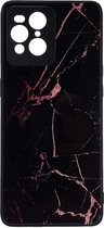 Shop4 - Oppo Find X3 Pro Hoesje - Harde Back Case Marmer Zwart
