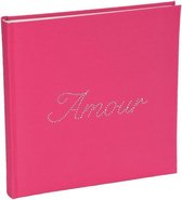 Roze gastenboek met in strass steentjes Amour - liefde - gastenboek - trouwen - babyshower - genderreveal