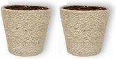 Set van 2 WLPlants Hoogwaardige Plantenmanden Nature Ø12 - Beige - Hoogte ongeveer 12 cm - Luxe Bloempot gemaakt van riet - Geschikt als plantenpot - Binnen te gebruiken