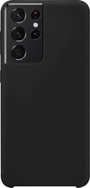 Telefoonglaasje Hoesje Geschikt voor Samsung Galaxy S21 Ultra - Siliconen - Zwart - Beschermhoes - Case - Cover