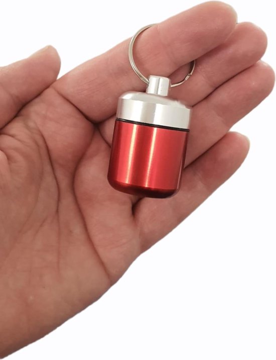 Boite à pilules | Rouge | En route | Porte-clés | Étanchéité | modèle plus grand