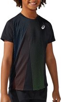 Asics Boys Tennis Graphic SS Top T-Shirt Junior Zwart Tennisshirt - Maat S (128)