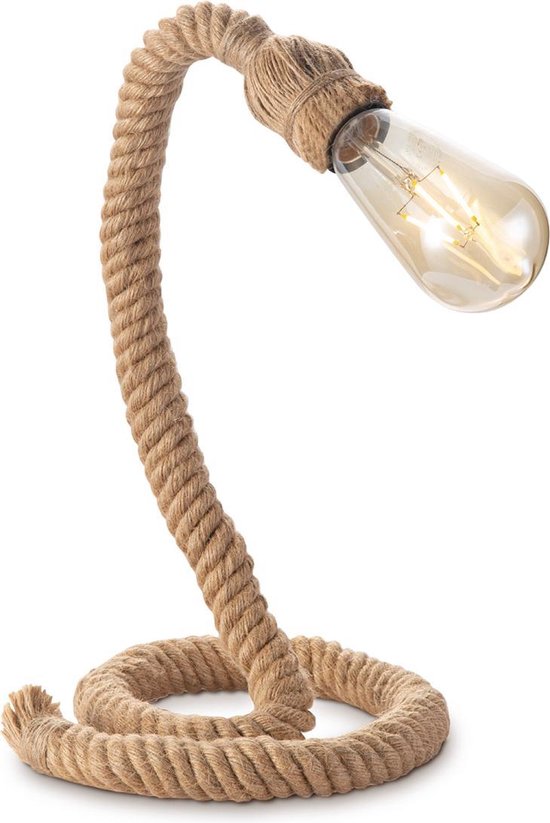 Home Sweet Home - Landelijke tafellamp Pier Rope - 20/20/35cm - bedlampje - geschikt voor E27 LED lichtbron