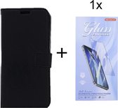 Bookcase Geschikt voor: Nokia G10 / G20 - Zwart - portemonnee hoesje met 1 stuk Glas Screen protector