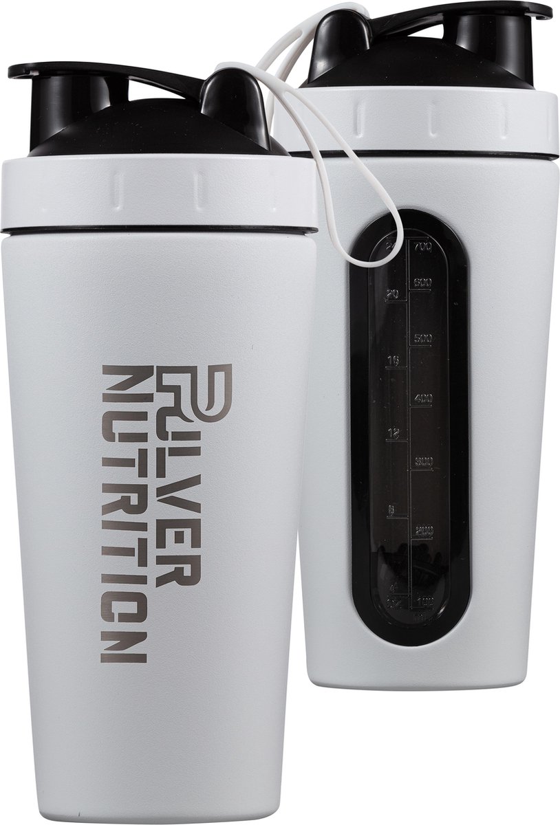 Goedkoopste Pulver Premium RVS Shakebeker - Proteïne en Eiwit Shaker & - Shake beker - BPA Vrij - 1000 ml - Shaker - Drinkfles - Wit