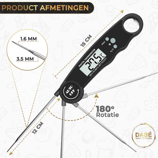 Dabé Draadloze Vleesthermometer - Keukenthermometer - bbq thermometer - Dabé