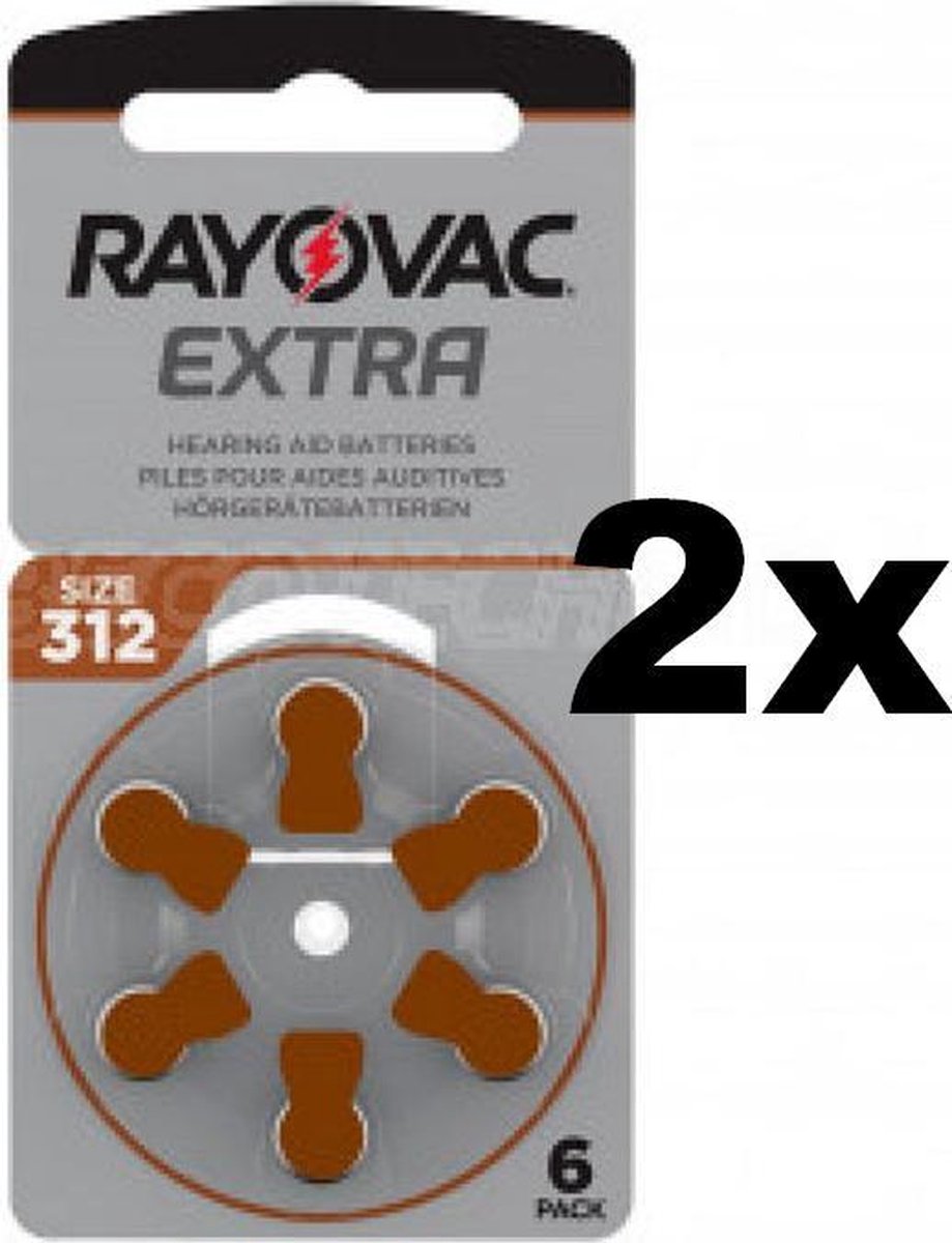 Rayovac Extra Advanced size 312 (bruin) gehoor apparaat knoopcel batterij 2 blisters a 6 stuks