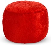 Drop & Sit Furry Poef - Rood - 40 x 40 cm - Voor Binnen