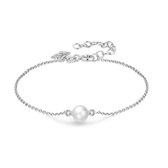 Onbepaald Armband in zilver, zoetwaterparel met 2 kleine zirkonia  16 cm+3 cm