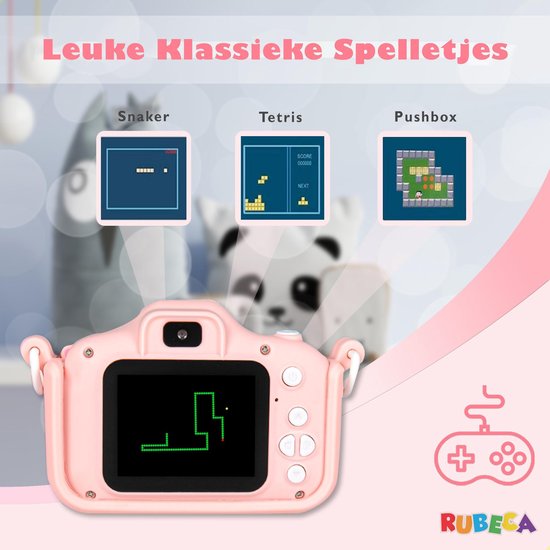 Digitale Kindercamera met 32GB Micro SD Kaart en SD Kaartlezer + Stickervel - Fototoestel voor Kinderen- Nederlandstalig - Roze - Rubeca
