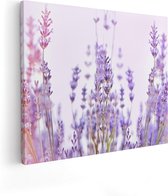 Artaza Canvas Schilderij Paarse Lavendel Bloemen  - 100x80 - Groot - Foto Op Canvas - Canvas Print