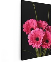 Artaza Canvas Schilderij Roze Gerbera Bloemen - 80x120 - Groot - Foto Op Canvas - Canvas Print