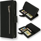 Oppo A74 4G Hoesje Zwart - Luxe Kunstlederen Portemonnee Book Case met Rits