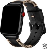 Q-DESYN® Apple Watch bandje 42 mm - 44 mm - 45 mm - Leer - Zwart