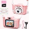 foto van Ilona® Digitale Kindercamera 64 GB HD 1080p inclusief Frozen stickervel | micro sd kaart |Roze