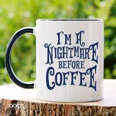 I am a nightmare before coffee Mok Customized Mok Mok Cadeau Gift for Friends Wit Mok