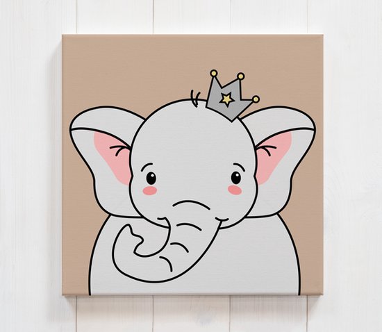 Canvas schilderij - kraamcadeau - canvas olifant - babykamer - kinderkamer - dieren - olifant - decoratie - Zolief