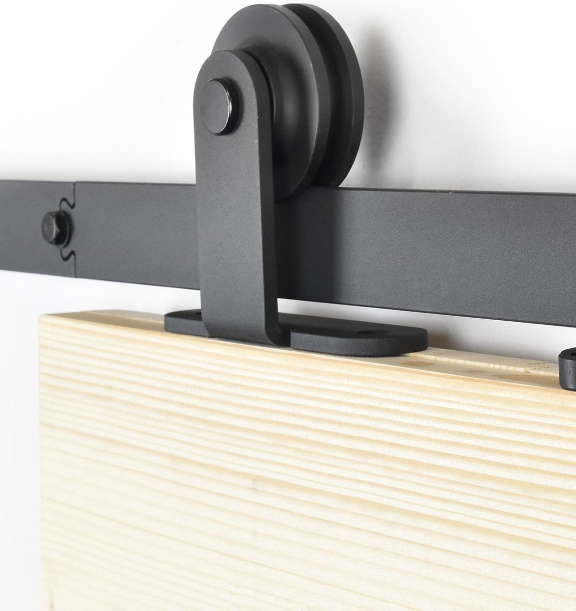 Barnwoodweb Schuifdeursysteem Bovenop - Complete set - 200 cm rail - Zwart