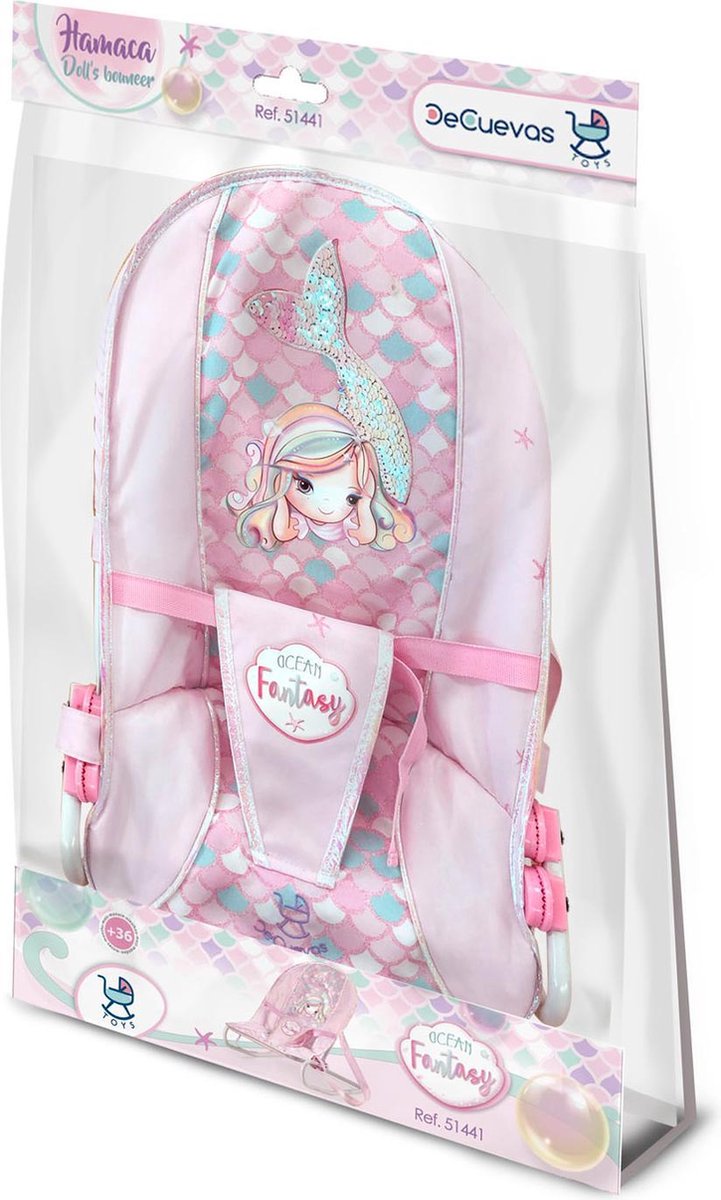 Hamaca De Muñecas Ocean Fantasy DeCuevas – 43 X 30 X 33 Cm, Con Asas Y Cinturón De Seguridad, Para Muñecas De Hasta 46 Cm, +3 Años