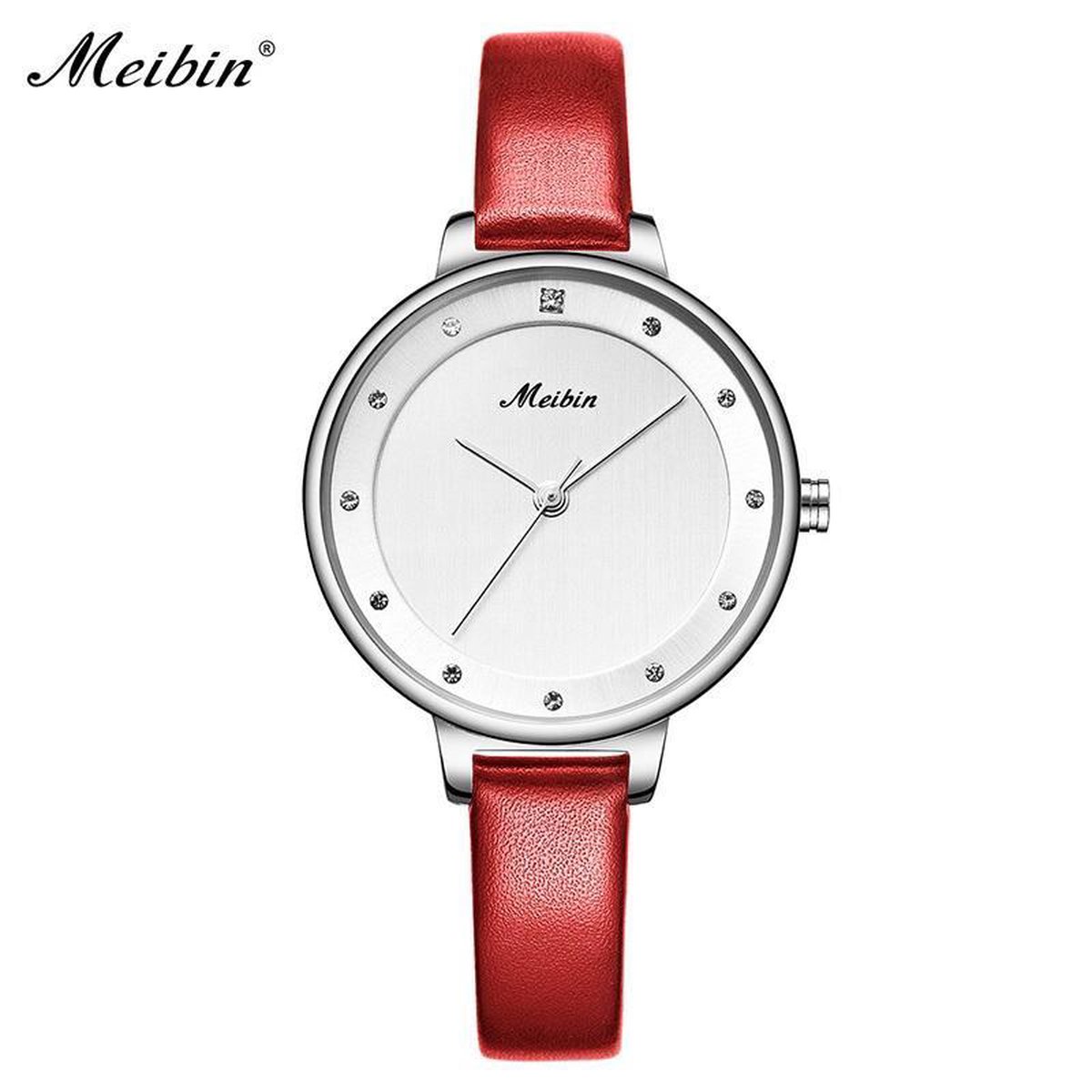 Longbo - Meibin - Dames Horloge - Rood/Zilver/Wit - 33mm (Productvideo)