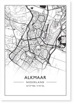 Alkmaar Poster - Stadsposter - Plattegrond Citymap - Stadskaart - 21x30cm - A4