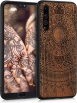kwmobile telefoonhoesje compatibel met Huawei P20 Pro - Hoesje met bumper in donkerbruin - walnoothout - Indian Sun design