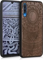kwmobile telefoonhoesje geschikt voorSamsung Galaxy A50 - Hoesje met bumper - walnoothout - In donkerbruin Indian Sun design