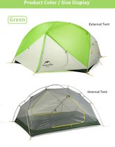 Maniola® Mongar Camping Tent 2 Personen - Outdoor Kampeertent - 2 Persoons Tent - Ultralight Tent - Campingtenten & Campingtentjes - Met Aluminium Palen